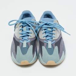 Pre Owned Yeezy x Adidas Multicolor Mesh and Suede Boost 700 Carbon Blue Sneakers Size 38 2/3