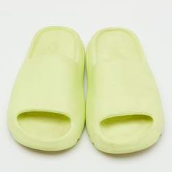 Pre Owned Yeezy x Adidas Neon Green Rubber Glow Green Slide Size 38