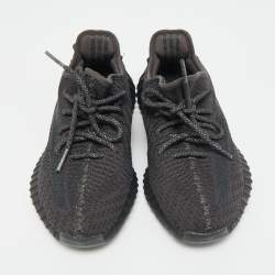 Pre Owned Yeezy x Adidas Black Knit Fabric Boost 350 V2 "Cinder" Low Top Sneakers Size 38 2/3