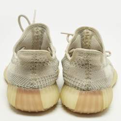 Pre Owned Yeezy x Adidas Pale Green Knit Fabric Boost 350 V2 Citrin (Non-Reflective) Sneakers Size 41 1/3
