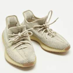 Pre Owned Yeezy x Adidas Pale Green Knit Fabric Boost 350 V2 Citrin (Non-Reflective) Sneakers Size 41 1/3