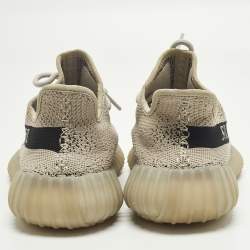 Pre Owned Yeezy x Adidas Boost 350 V2 Slate Size 40 Grey/Black Knit Fabric Low Top Sneakers