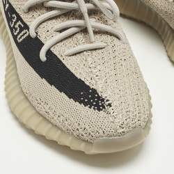 Pre Owned Yeezy x Adidas Boost 350 V2 Slate Size 40 Grey/Black Knit Fabric Low Top Sneakers