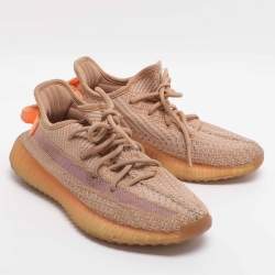 Pre Owned Yeezy x Adidas Boost 350 V2 Clay Size 36.5 Brown Knit Fabric Low Top Sneakers