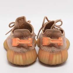 Pre Owned Yeezy x Adidas Boost 350 V2 Clay Size 36.5 Brown Knit Fabric Low Top Sneakers