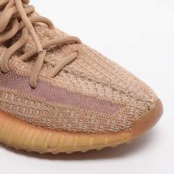 Pre Owned Yeezy x Adidas Boost 350 V2 Clay Size 36.5 Brown Knit Fabric Low Top Sneakers