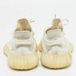 مملوكة مسبقًا Yeezy x Adidas Boost 350 V2 Size 37.5 White Knit Fabric Low Top Sneakers