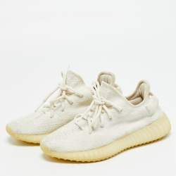 مملوكة مسبقًا Yeezy x Adidas Boost 350 V2 Size 37.5 White Knit Fabric Low Top Sneakers