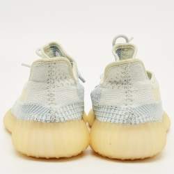 مملوكة مسبقًا حذاء رياضي ييزي x أديداس 350 V2 قماش تريكو أبيض منخفض الرقبة مقاس 46