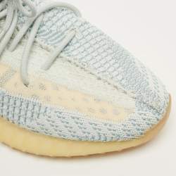 مملوكة مسبقًا حذاء رياضي ييزي x أديداس 350 V2 قماش تريكو أبيض منخفض الرقبة مقاس 46