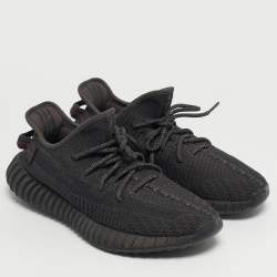 مملوكة مسبقًا Yeezy x Adidas Boost 350 V2 Static Reflective Size 42 Black Knit Fabric and Mesh Lace Up Sneakers