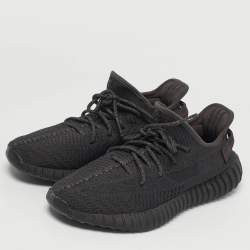 مملوكة مسبقًا Yeezy x Adidas Boost 350 V2 Static Reflective Size 42 Black Knit Fabric and Mesh Lace Up Sneakers