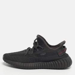 مملوكة مسبقًا Yeezy x Adidas Boost 350 V2 Static Reflective Size 42 Black Knit Fabric and Mesh Lace Up Sneakers