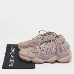 مملوكة مسبقًا حذاء رياضي ييزي x أديداس شبكي وبني من الجلد المدبوغ تاوبيه فاتحة مقاس 40 2/3