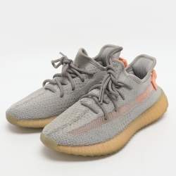 Pre Owned حذاء رياضي ييزي x أديداس بوست 350 في2 قماش تريكو رمادي فورم حقيقي مقاس 36 2/3