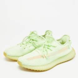 Pre Owned حذاء رياضي ييزي x أديداس بوست 350 ڤي2 قماش تريكو أخضر نيون مقاس 40 بأربطة لامعة