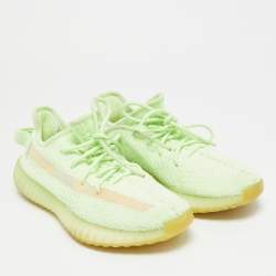 Pre Owned حذاء رياضي ييزي x أديداس بوست 350 ڤي2 قماش تريكو أخضر نيون مقاس 40 بأربطة لامعة