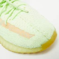 Pre Owned حذاء رياضي ييزي x أديداس بوست 350 ڤي2 قماش تريكو أخضر نيون مقاس 40 بأربطة لامعة