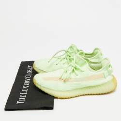 Pre Owned حذاء رياضي ييزي x أديداس بوست 350 ڤي2 قماش تريكو أخضر نيون مقاس 40 بأربطة لامعة