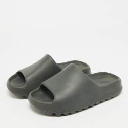 Pre Owned Yeezy x Adidas Onyx Size 36.5 Grey Rubber Flat Slide