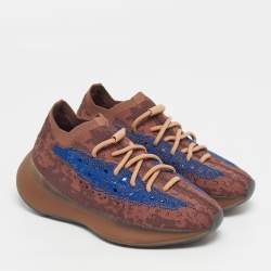 Pre Owned Yeezy x Adidas Boost 380 Azure Size 38.5 Blue Knit Fabric Low Top Sneakers