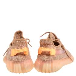Pre Owned Yeezy x Adidas Beige Cotton Knit And Mesh Boost 350 V2 Clay Sneakers Size 36.5