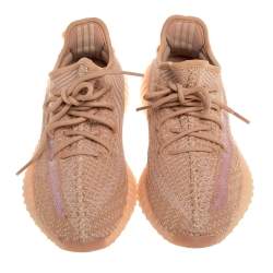 Pre Owned Yeezy x Adidas Beige Cotton Knit And Mesh Boost 350 V2 Clay Sneakers Size 36.5