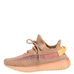 Pre Owned Yeezy x Adidas Beige Cotton Knit And Mesh Boost 350 V2 Clay Sneakers Size 36.5