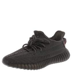 Pre Owned Yeezy x Adidas Black Cotton Knit Boost 350 V2 Static Non Reflective Sneakers Size 38.5