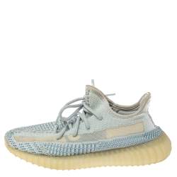 Pre Owned Yeezy x Adidas Blue/White Cotton Knit Boost 350 V2 Sneakers Size 39.5