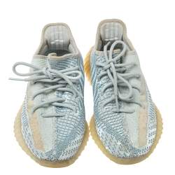 Pre Owned Yeezy x Adidas Blue/White Cotton Knit Boost 350 V2 Sneakers Size 39.5