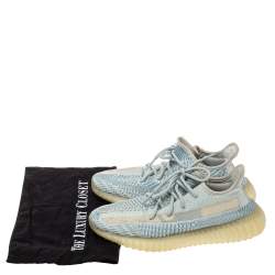 Pre Owned Yeezy x Adidas Blue/White Cotton Knit Boost 350 V2 Sneakers Size 39.5