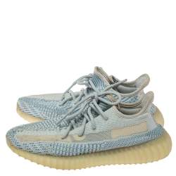 Pre Owned Yeezy x Adidas Blue/White Cotton Knit Boost 350 V2 Sneakers Size 39.5