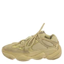 Pre Owned حذاء رياضي ييزي x أديداس جلد أخضر ليموني وقماش 500 ستون مقاس 36.5