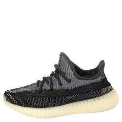 Pre Owned Yeezy x Adidas Black/Grey Cotton Knit Boost 350 V2 Carbon Sneakers Size 36.5
