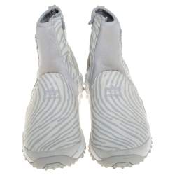 Pre Owned Adidas Torsion x Opening Ceremony Grey/White Suede, Fabric And Leather Zipper Detail Boots Size 40.5