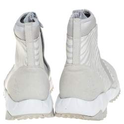 Pre Owned Adidas Torsion x Opening Ceremony Grey/White Suede, Fabric And Leather Zipper Detail Boots Size 40.5