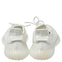 Pre Owned Yeezy x Adidas Cotton Knit Boost 350 V2 Triple White Sneakers Size 39 1/3