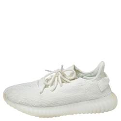 Pre Owned Yeezy x Adidas Cotton Knit Boost 350 V2 Triple White Sneakers Size 39 1/3