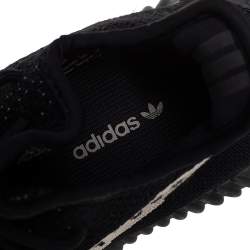Pre Owned Yeezy x adidas Core Black/White Knit Fabric Boost 350 V2 Sneakers Size 38 2/3