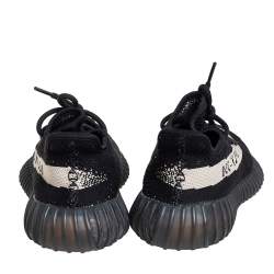Pre Owned Yeezy x adidas Core Black/White Knit Fabric Boost 350 V2 Sneakers Size 38 2/3
