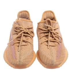 Pre Owned حذاء رياضي كلاي أديداس X ييزي بوست 350 V2 قماش تريكو بيج مقاس 38