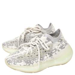 Pre Owned Yeezy x adidas White/Grey Knit Fabric Boost 380 Alien Sneakers Size 38