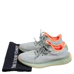Pre Owned Yeezy x Adidas Green/Grey Cotton Knit Fabric Boost 350 V2 Desert Sage Sneakers Size 38
