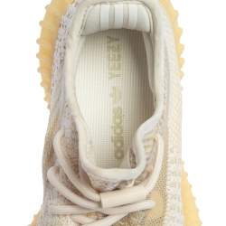 Pre Owned Yeezy Cream/White Knit Fabric 350 V2 Natural Sneakers FR 38