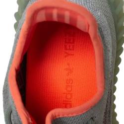 Pre Owned Yeezy x Adidas Green/Grey Cotton Knit Fabric Boost 350 V2 Desert Sage Sneakers Size 37.5