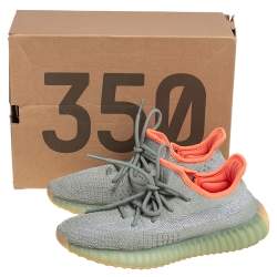 Pre Owned Yeezy x Adidas Green/Grey Cotton Knit Fabric Boost 350 V2 Desert Sage Sneakers Size 37.5