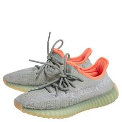 Pre Owned Yeezy x Adidas Green/Grey Cotton Knit Fabric Boost 350 V2 Desert Sage Sneakers Size 37.5