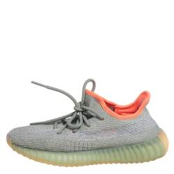 Pre Owned Yeezy x Adidas Green/Grey Cotton Knit Fabric Boost 350 V2 Desert Sage Sneakers Size 37.5