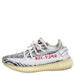 Pre Owned Yeezy x adidas White/Black Cotton Knit Yeezy Boost 350 V2 Zebra Sneakers Size FR 38